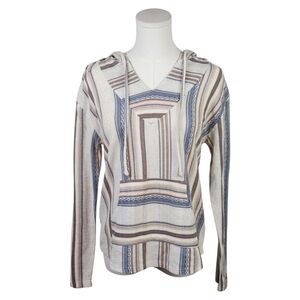 Wallflower Baja Hoodie Pullover M Boho Southwestern Striped Kangaroo Pocket Top